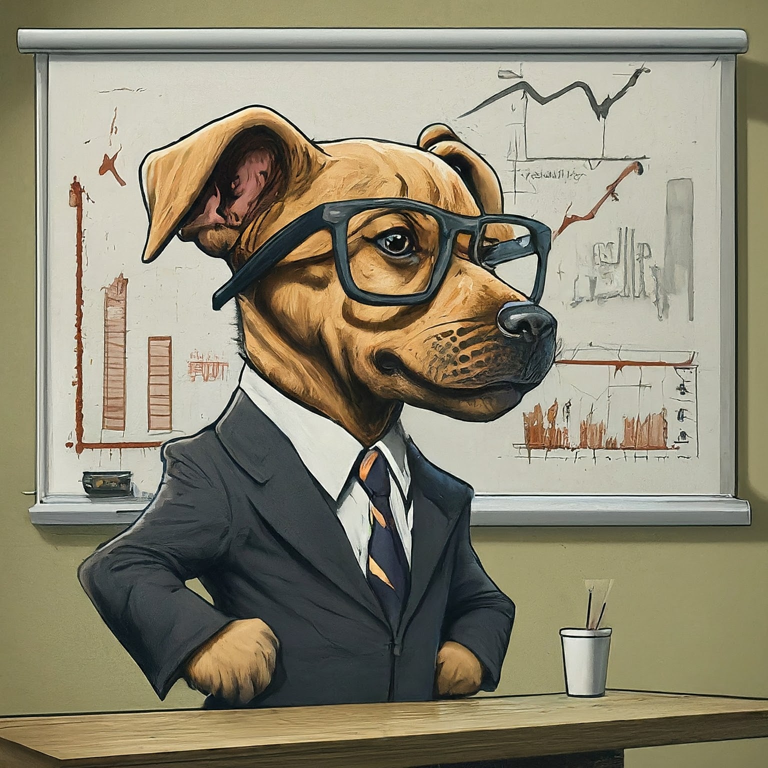 Puppy wearing a business suit.