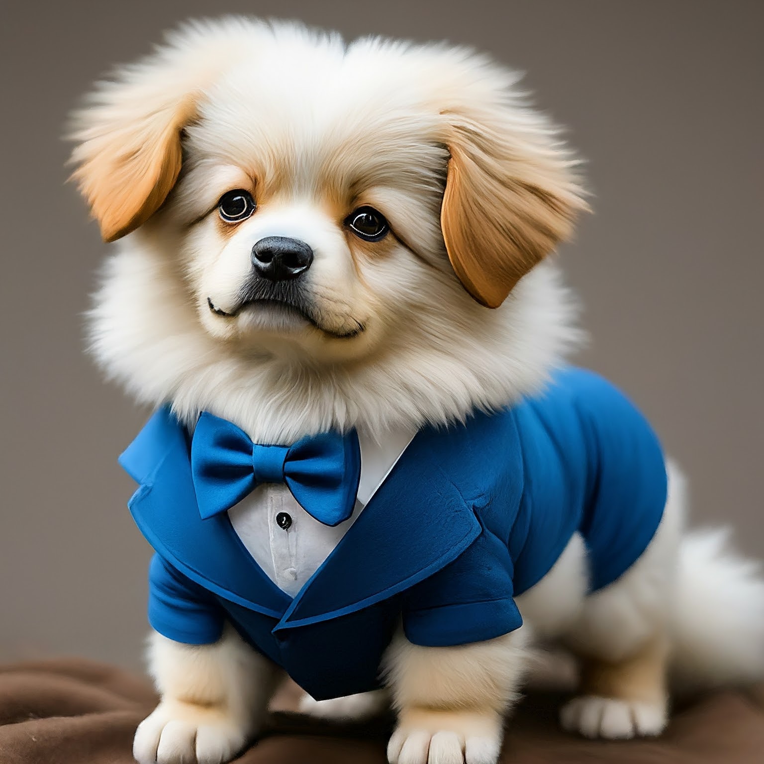 Puppy wearing a suit