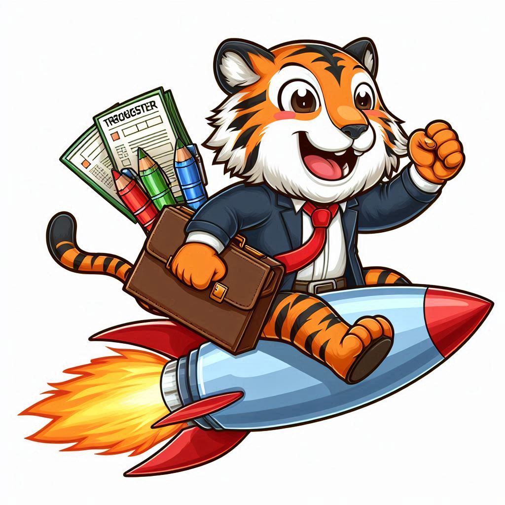Happy tiger employee on a rocket!